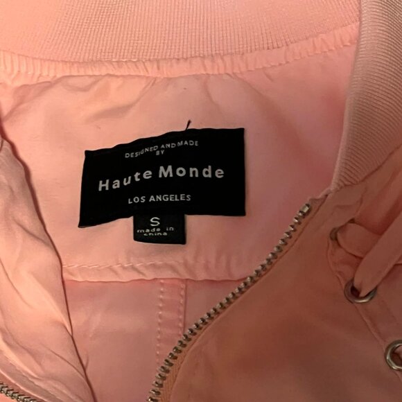 Haute Monde Lightweight Jacket Pink Fill Zip Lace Detail Size S - Picture 13 of 13